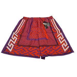 7-59 VERACE Men's Shorts Greek Signature Silk Orange/Purple Size 52/XL